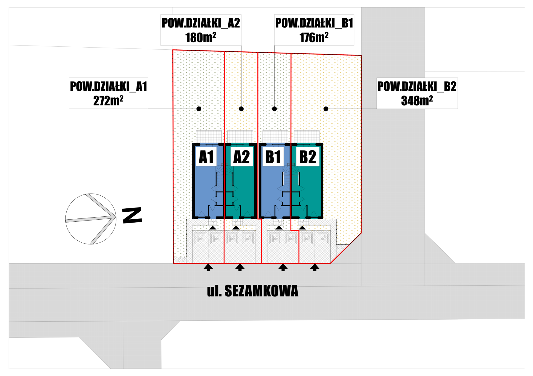 Plan sytuacyjny — ul. Sezamkowa, Mierzyn